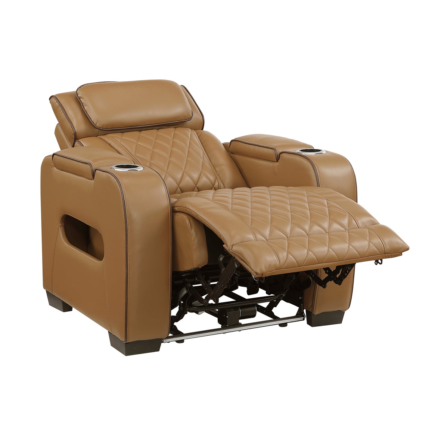 9516BRW-1PWH - Power Reclining Chair with Power Headrest, Cup holders and Storage Arms(Top and Side), Charging Ports and LED lighting