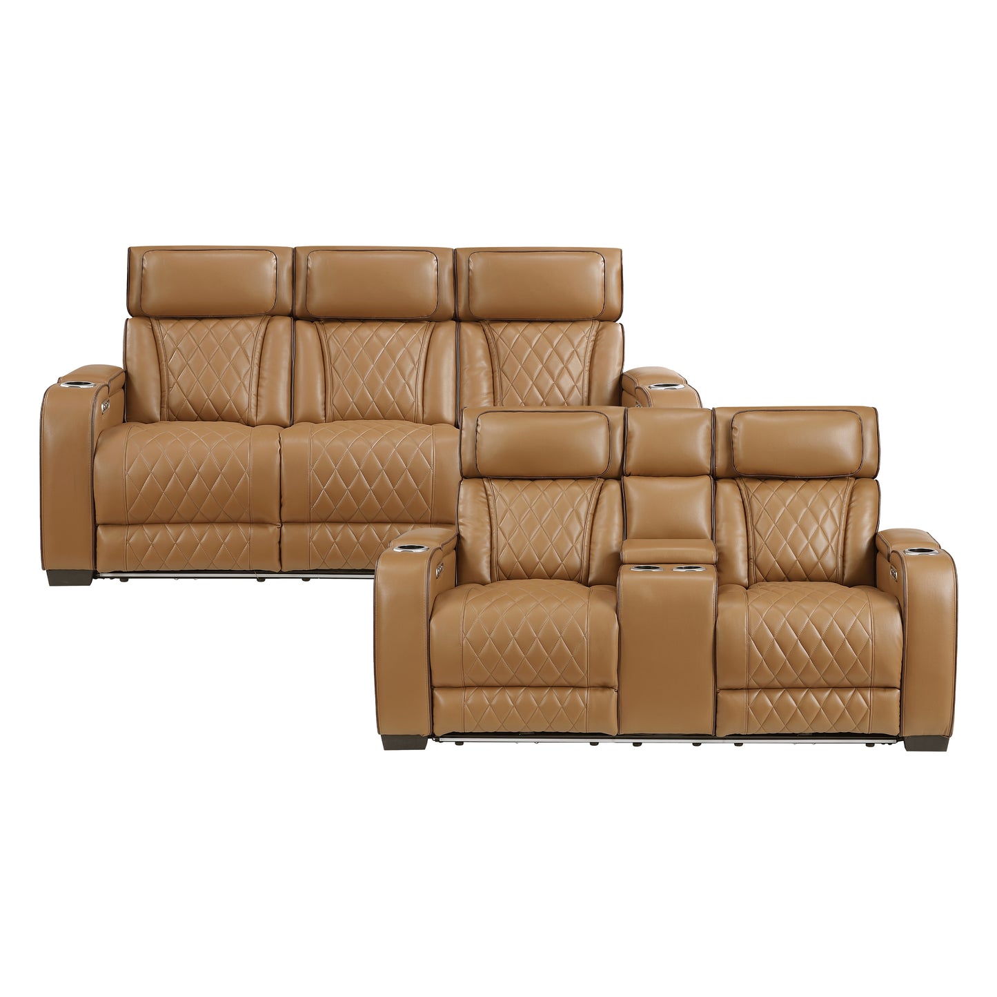 9516BRW*2PWH - 2pc Set: Sofa, Love (Power)