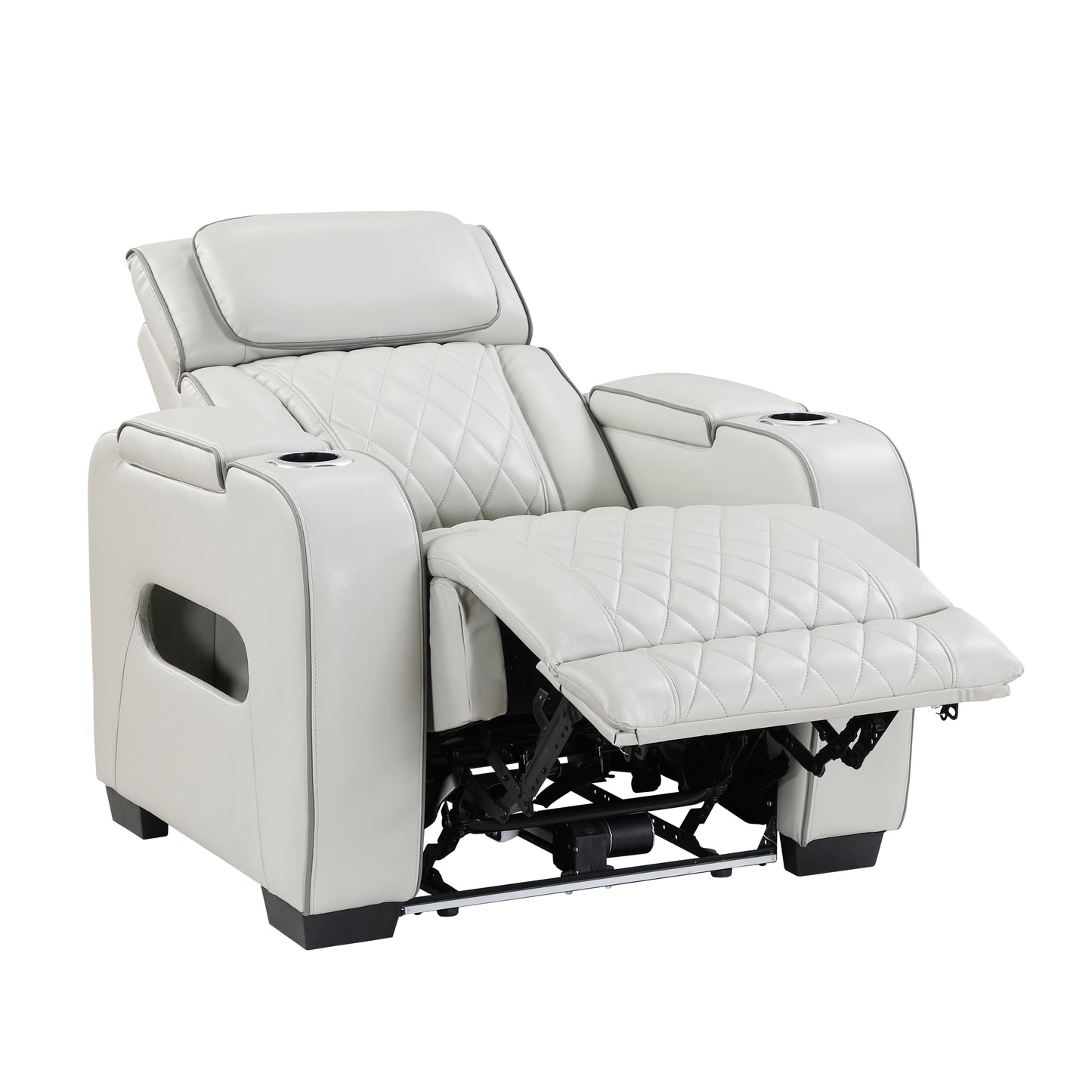 9516TPE-1PWH - Power Reclining Chair with Power Headrest, Cup holders and Storage Arms(Top and Side), Charging Ports and LED lighting