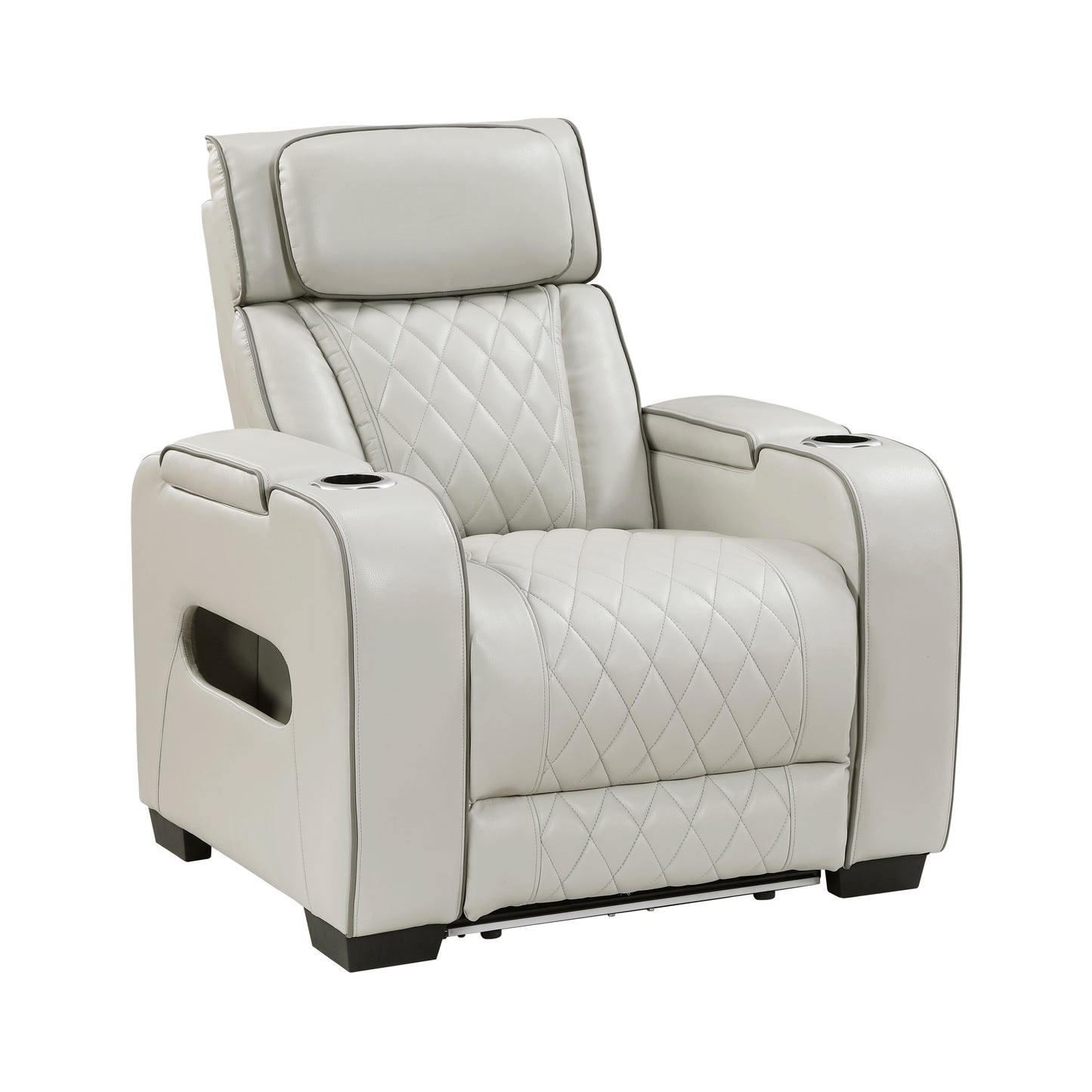 9516TPE-1PWH - Power Reclining Chair with Power Headrest, Cup holders and Storage Arms(Top and Side), Charging Ports and LED lighting