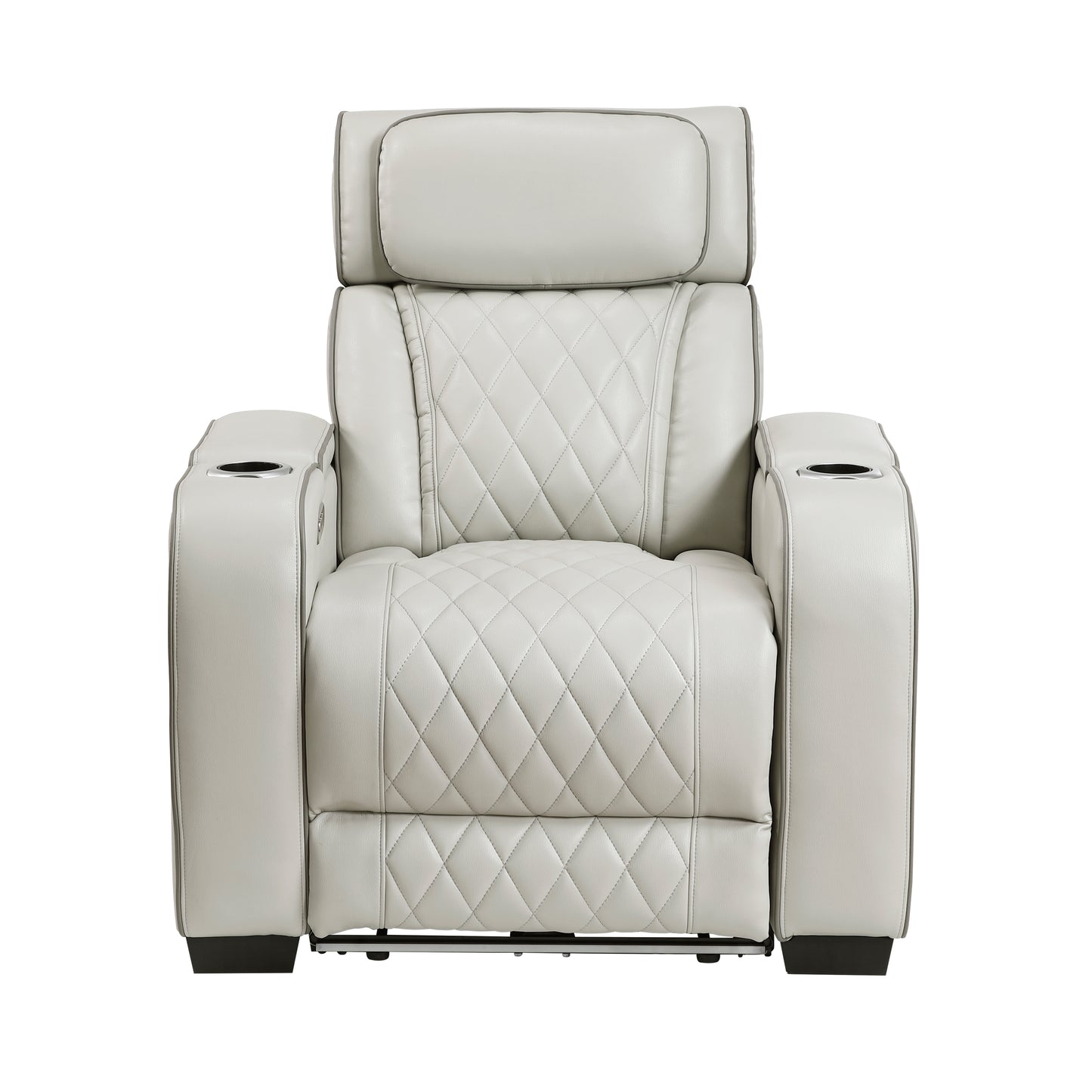 9516TPE-1PWH - Power Reclining Chair with Power Headrest, Cup holders and Storage Arms(Top and Side), Charging Ports and LED lighting