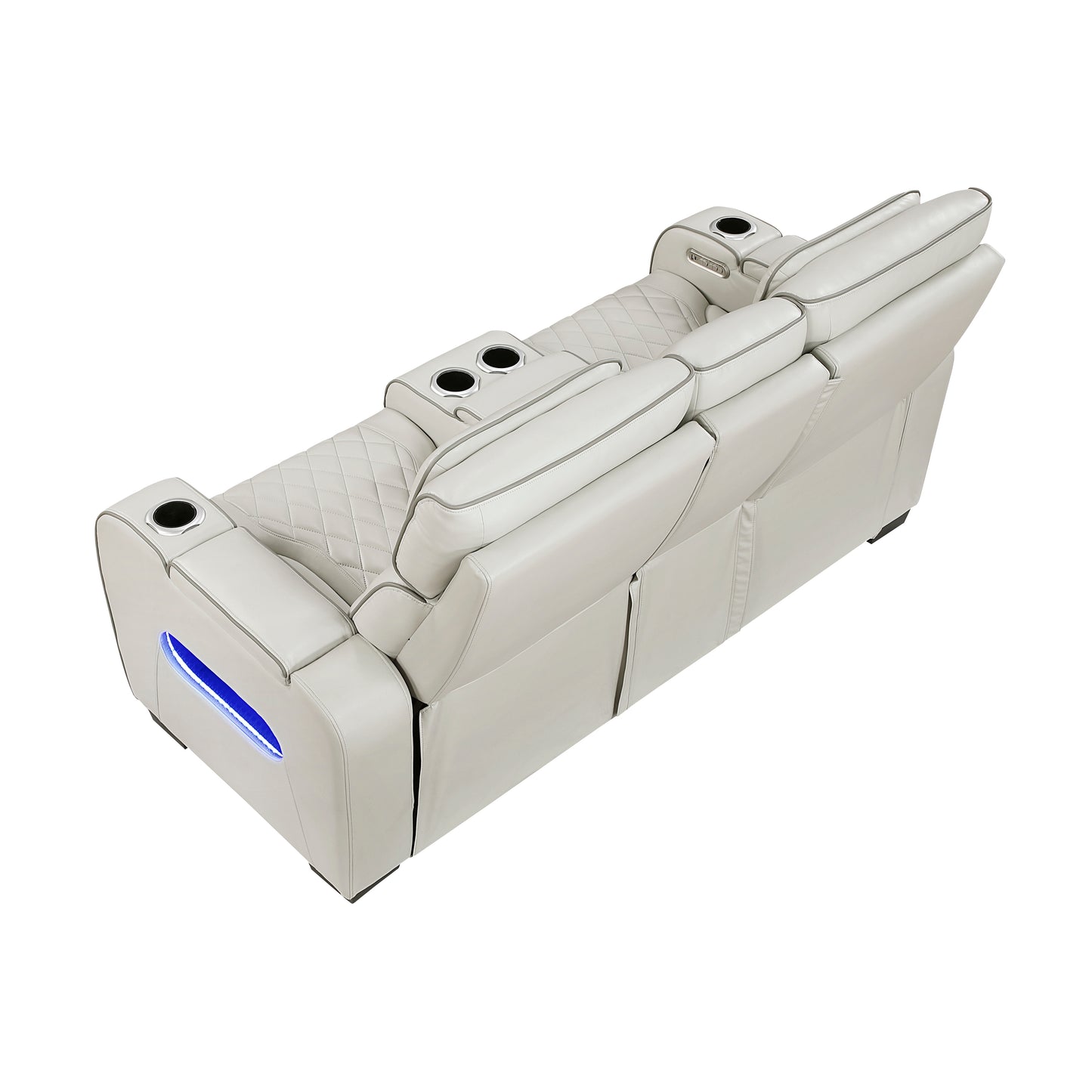 9516TPE-2PWH - Power Double Reclining Love Seat with Center Console, Power Headrests, Storage Arms(Top and Side), Cup holders, Charging Ports and LED lighting