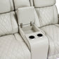 9516TPE-2PWH - Power Double Reclining Love Seat with Center Console, Power Headrests, Storage Arms(Top and Side), Cup holders, Charging Ports and LED lighting