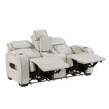 9516TPE-2PWH - Power Double Reclining Love Seat with Center Console, Power Headrests, Storage Arms(Top and Side), Cup holders, Charging Ports and LED lighting