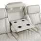 9516TPE-3PWH - Power Double Reclining Sofa with Center Drop-Down Cup Holders, Power Headrests, Storage Arms(Top and Side), Cup holders and Reading Lights, Two Wireless Chargers, Charging Ports and LED Lighting