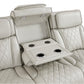 9516TPE-3PWH - Power Double Reclining Sofa with Center Drop-Down Cup Holders, Power Headrests, Storage Arms(Top and Side), Cup holders and Reading Lights, Two Wireless Chargers, Charging Ports and LED Lighting