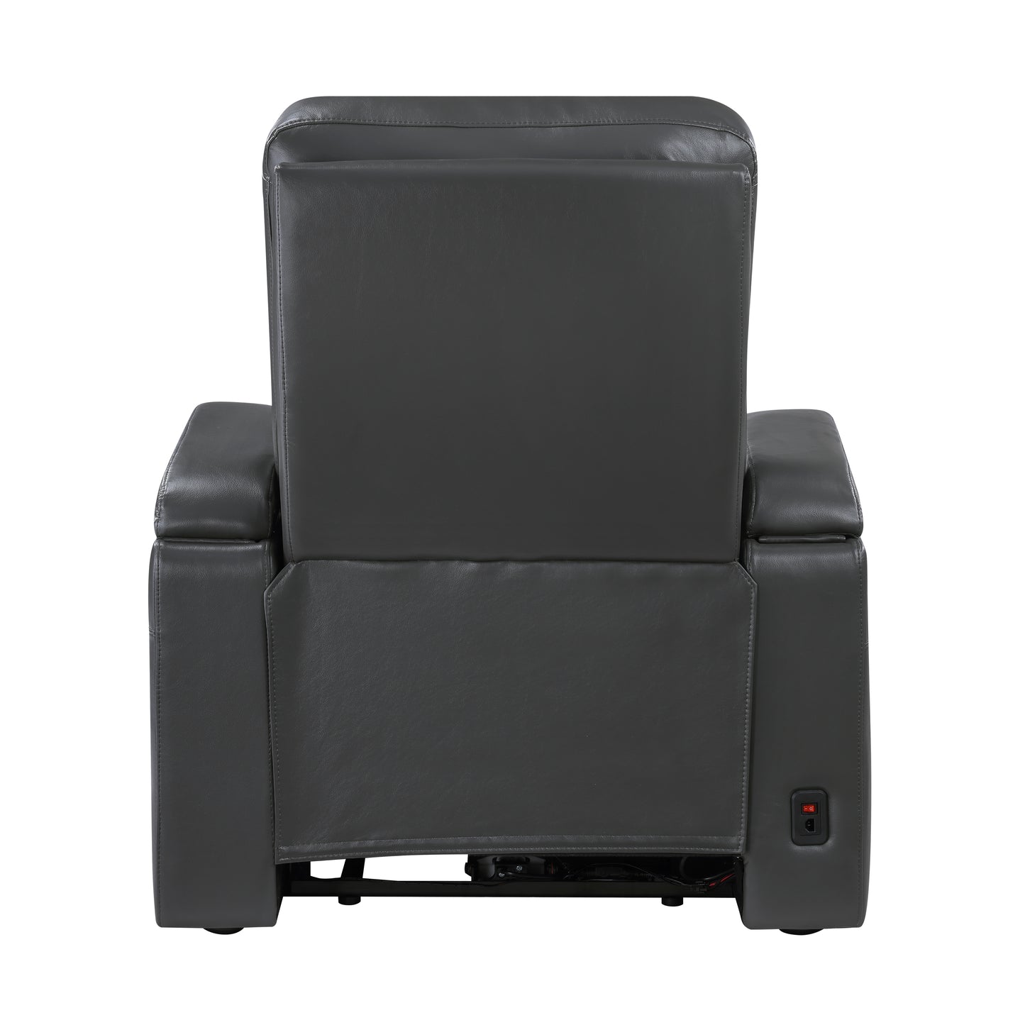 9517GY-1PWH - Power Reclining Chair with Power Headrest, Heat and Massage, Receptacle, Cup-Holders with LED light, Storage Arms and Charging Ports