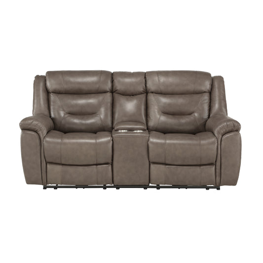 9528BRG-2PWH - Power Double Reclining Love Seat with Center Console, Power Headrests and USB Ports