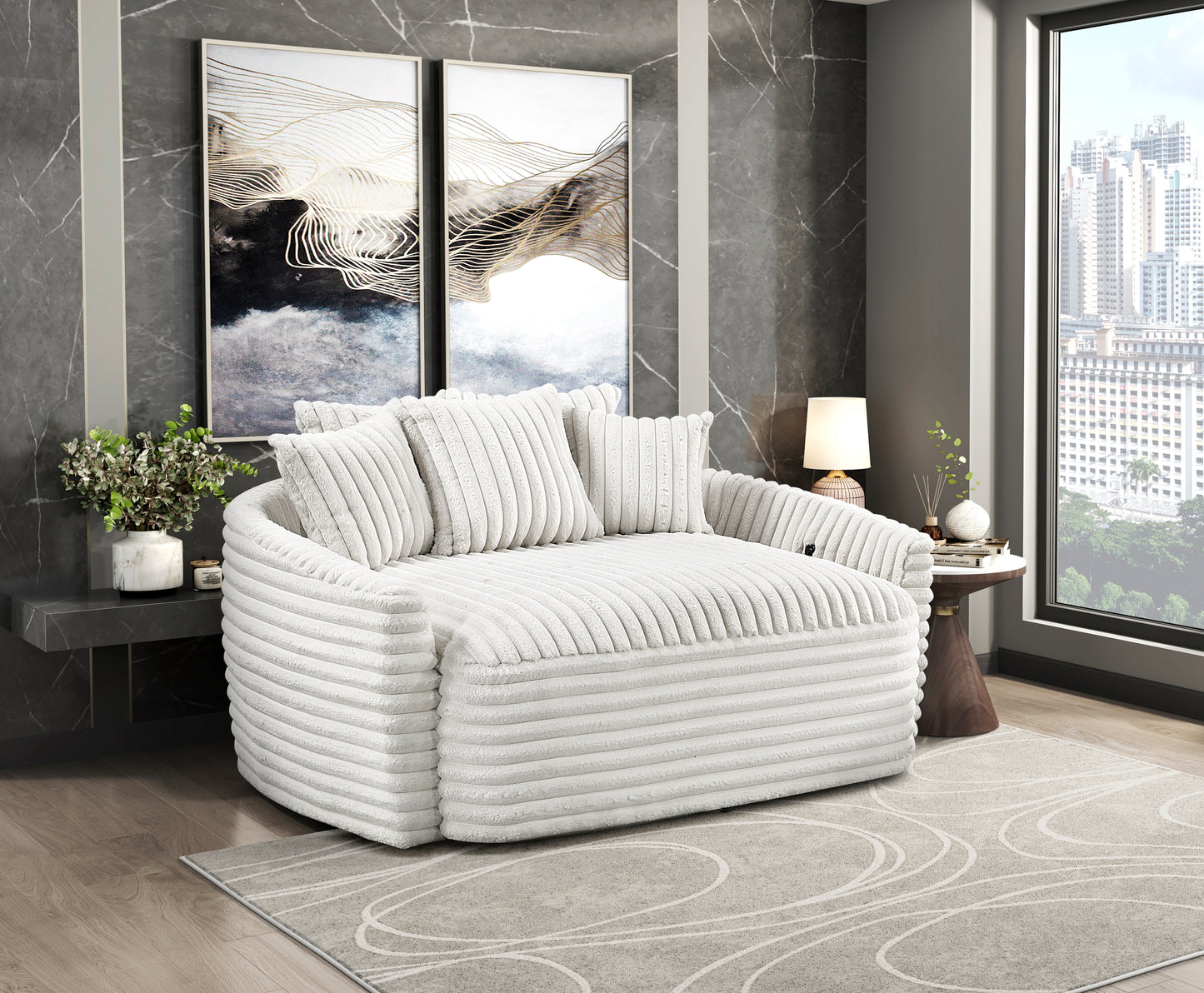 9539BEG-5* - (2)Oversized Chaise Lounge