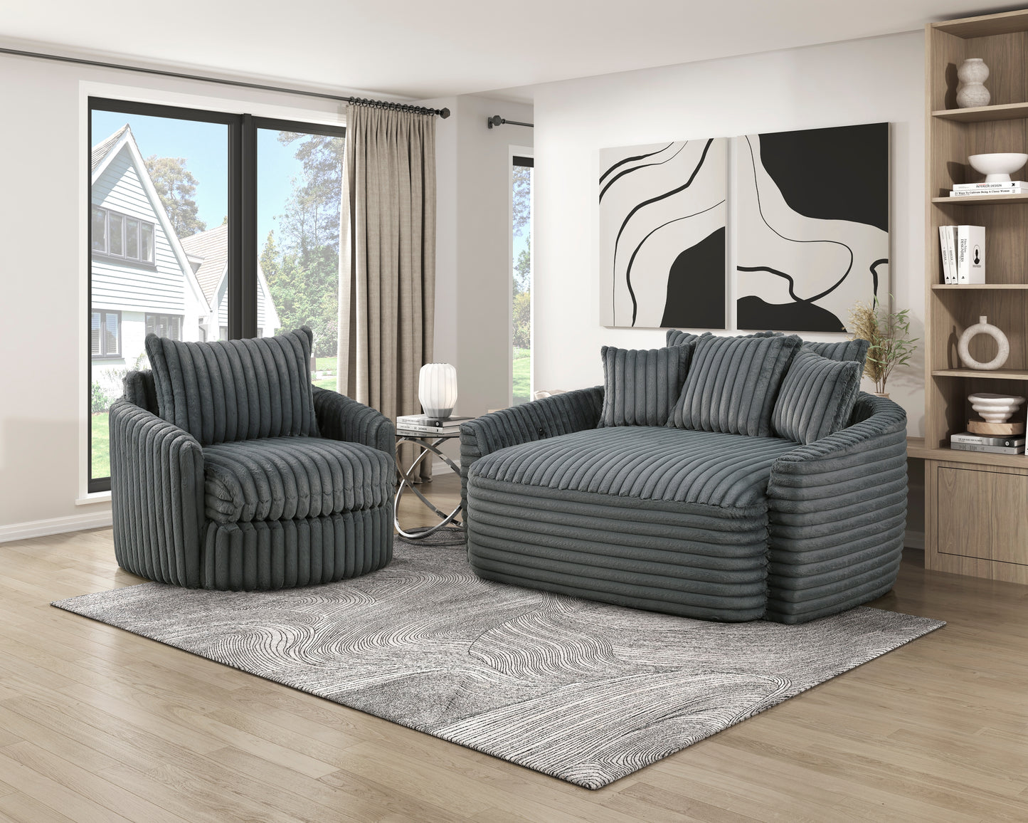 9539DGY-5* - (2)Oversized Chaise Lounge