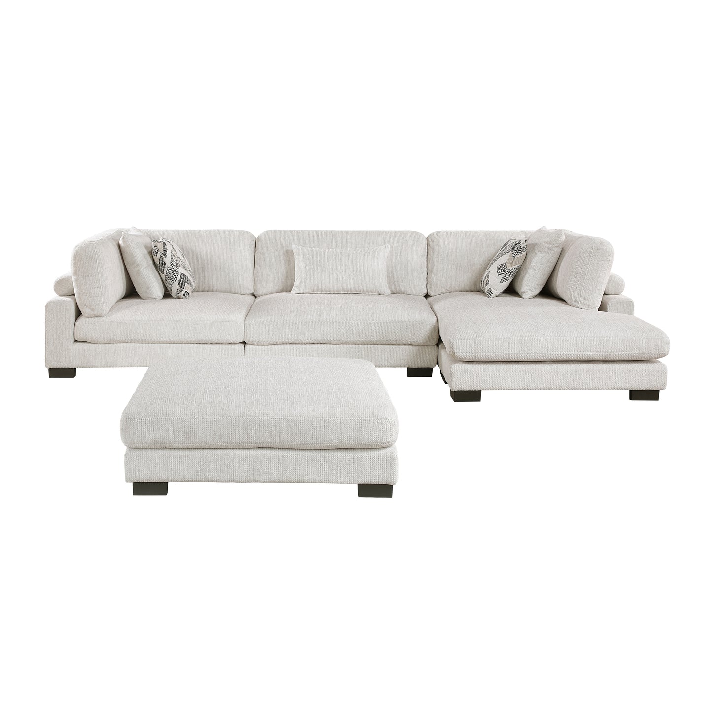 9555BEG*4CRACVCOT - (4)4-Piece Modular Sectional with Chaise and Ottoman