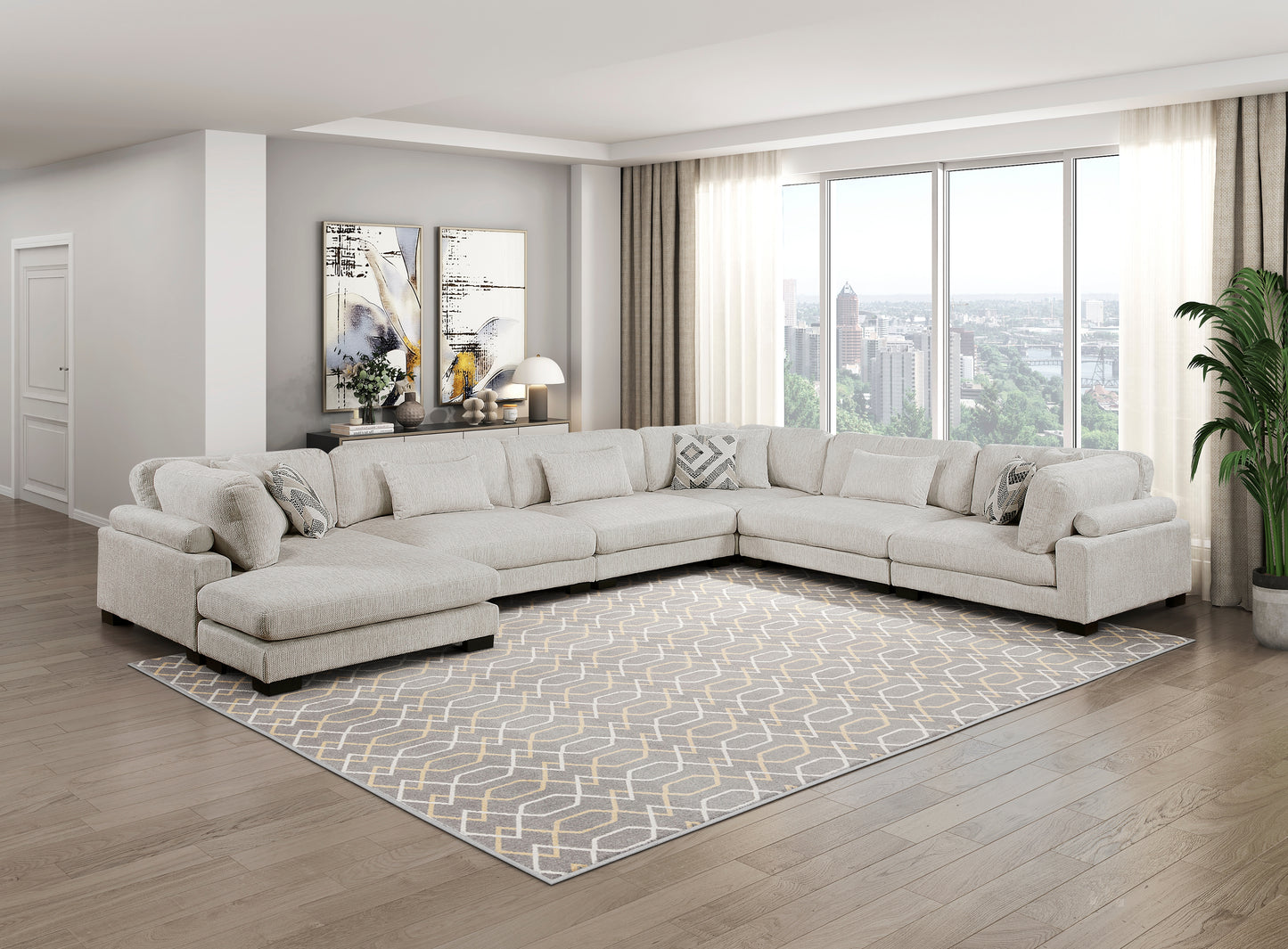 9555BEG*62CR3ACVC - (6)6-Piece Modular Sectional with Chaise