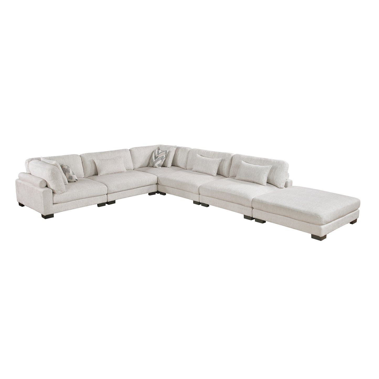 9555BEG*62CR3ACOT - (6)6-Piece Modular Sectional with Ottoman