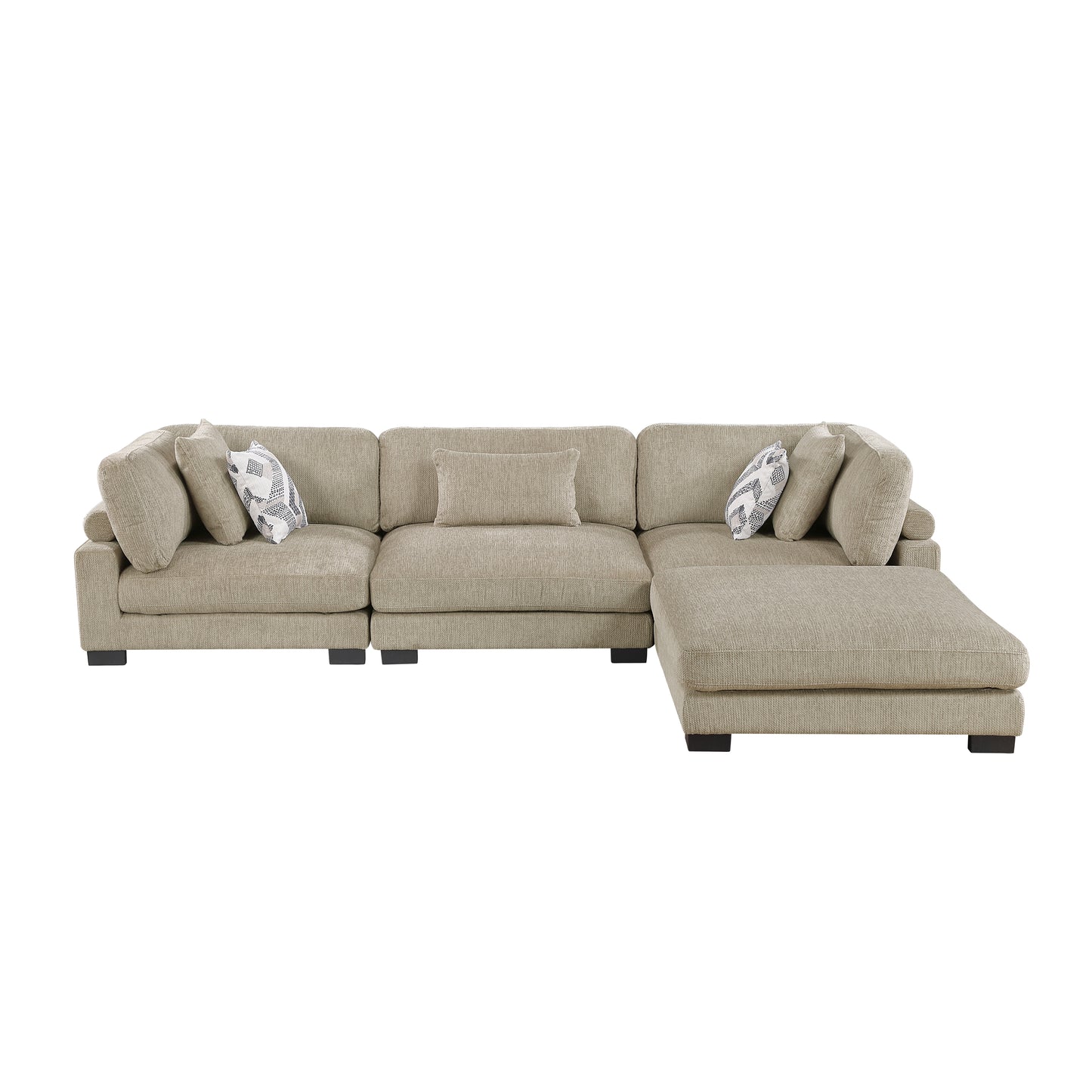 9555BRW*42CRACOT - (4)4-Piece Modular Sectional with Ottoman