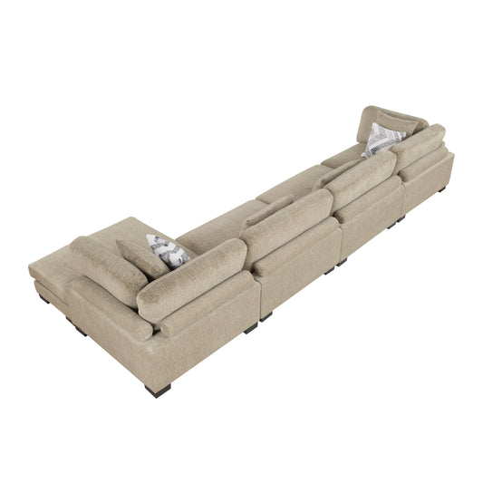 9555BRW*4CR2ACVC - (4)4-Piece Modular Sectional with Chaise