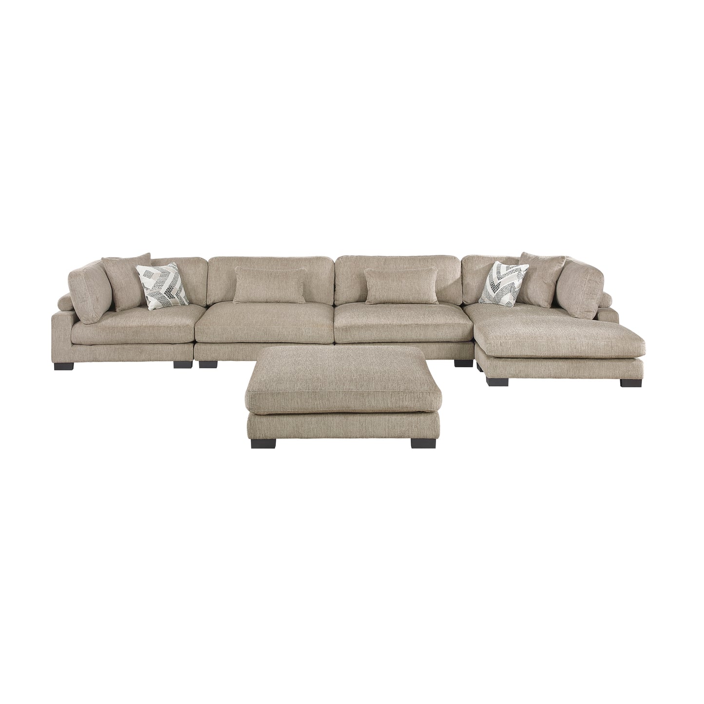 9555BRW*5CR2ACVCOT - (5)5-Piece Modular Sectional with Chaise and Ottoman