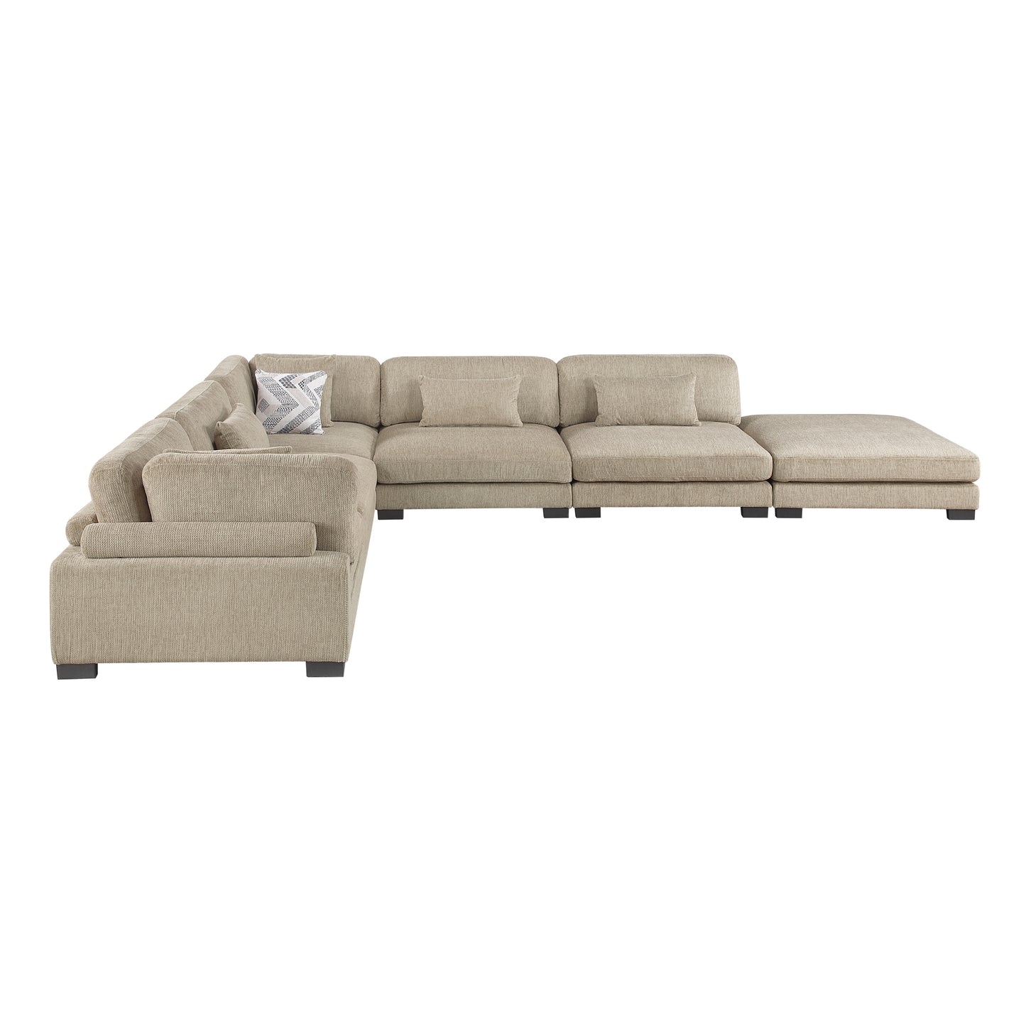 9555BRW*62CR3ACOT - (6)6-Piece Modular Sectional with Ottoman