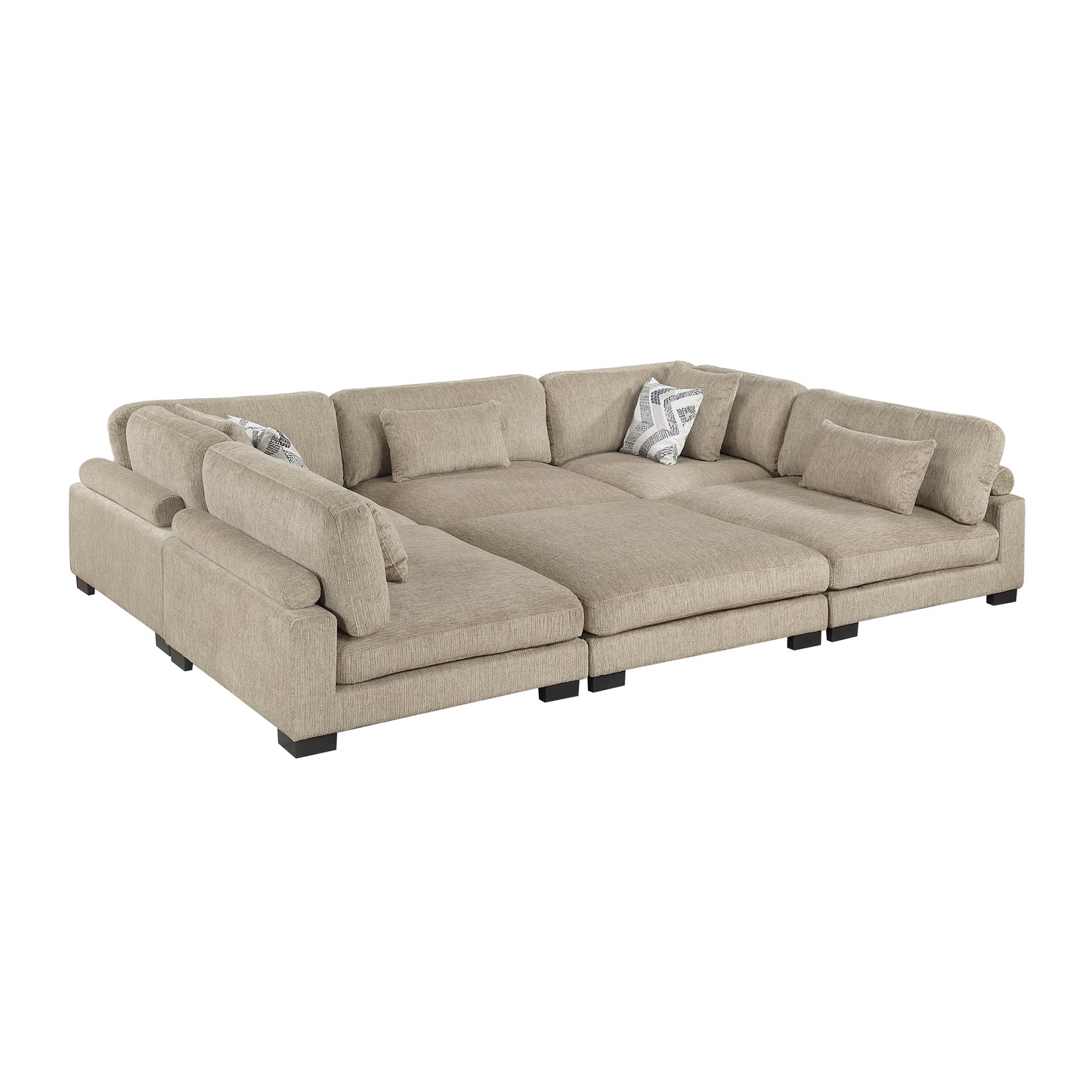 9555BRW*62CR3ACOT - (6)6-Piece Modular Sectional with Ottoman