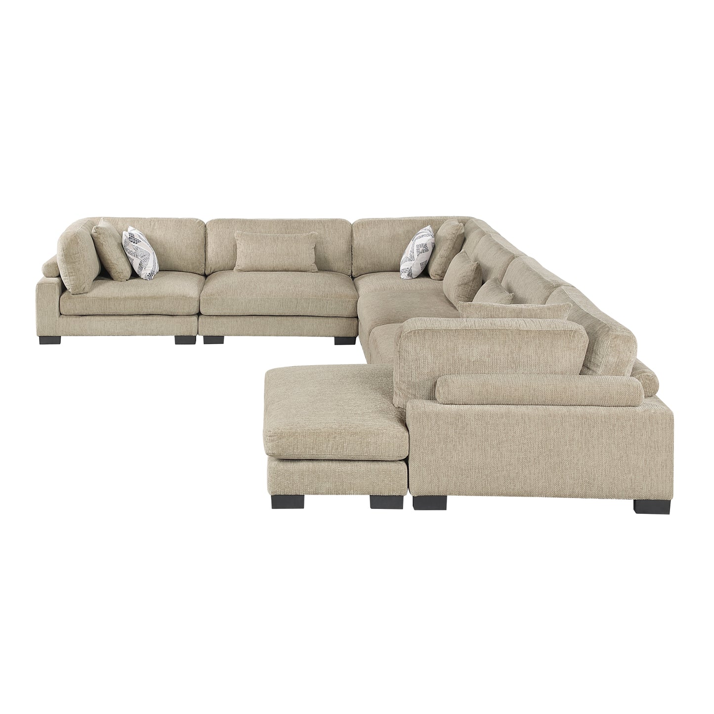 9555BRW*62CR3ACVC - (6)6-Piece Modular Sectional with Chaise
