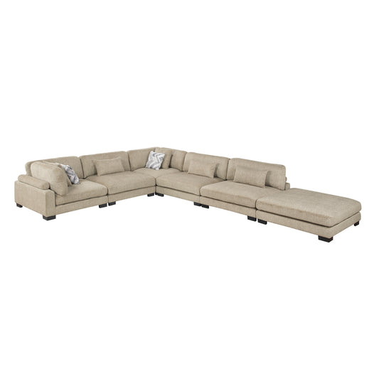 9555BRW*62CR3ACOT - (6)6-Piece Modular Sectional with Ottoman