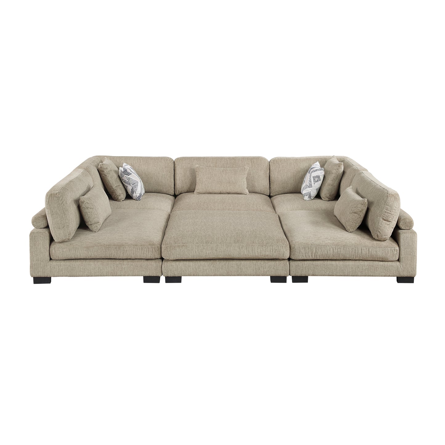 9555BRW*62CR3ACOT - (6)6-Piece Modular Sectional with Ottoman