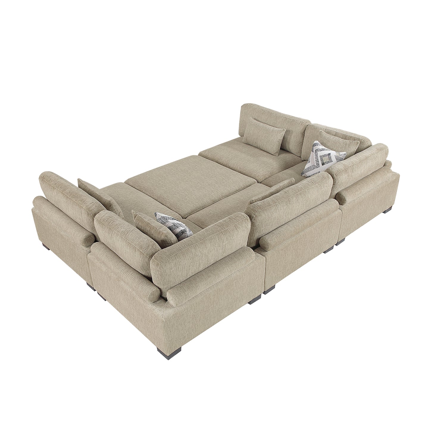 9555BRW*62CR3ACOT - (6)6-Piece Modular Sectional with Ottoman