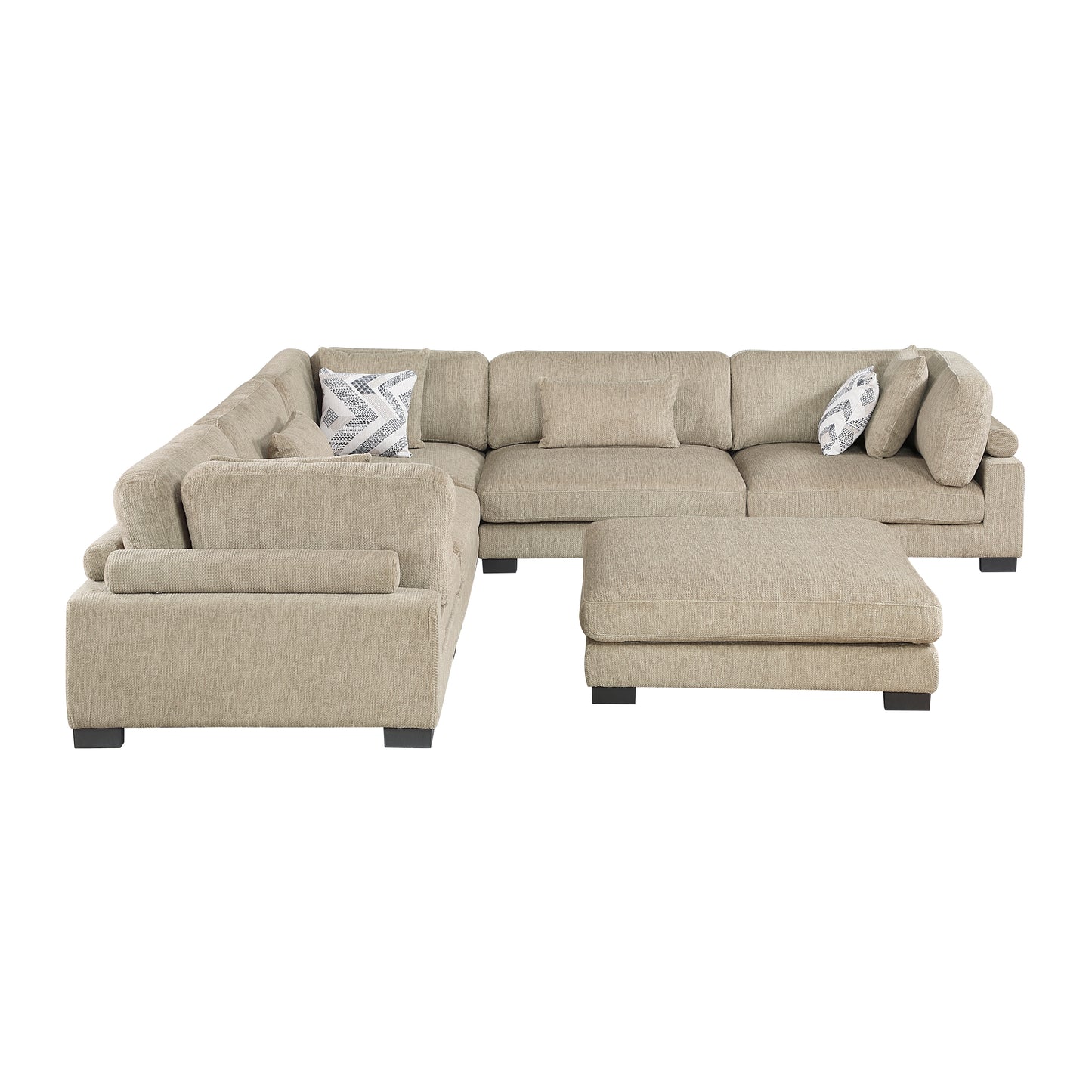 9555BRW*63CR2ACOT - (6)6-Piece Modular Sectional with Ottoman