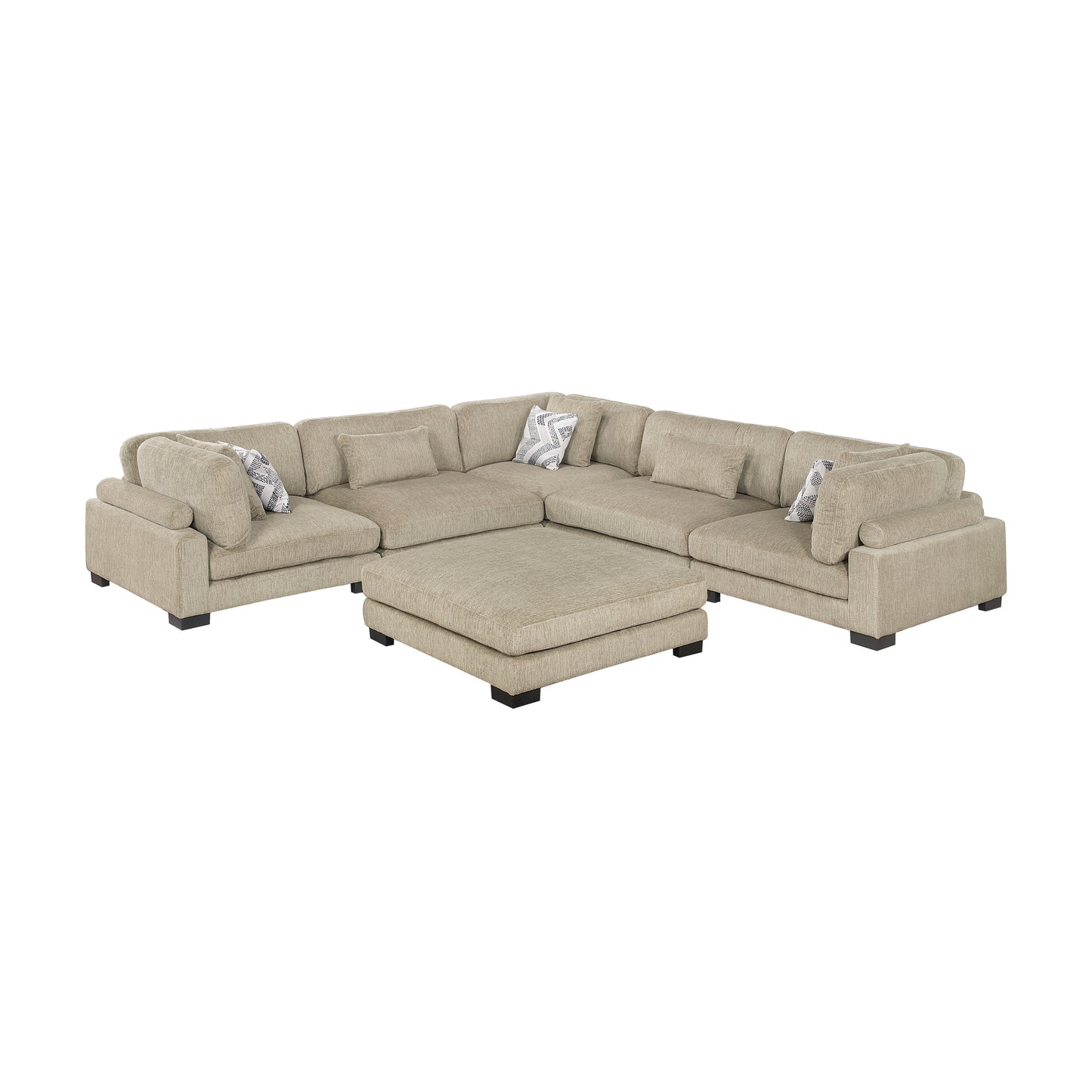 9555BRW*63CR2ACOT - (6)6-Piece Modular Sectional with Ottoman