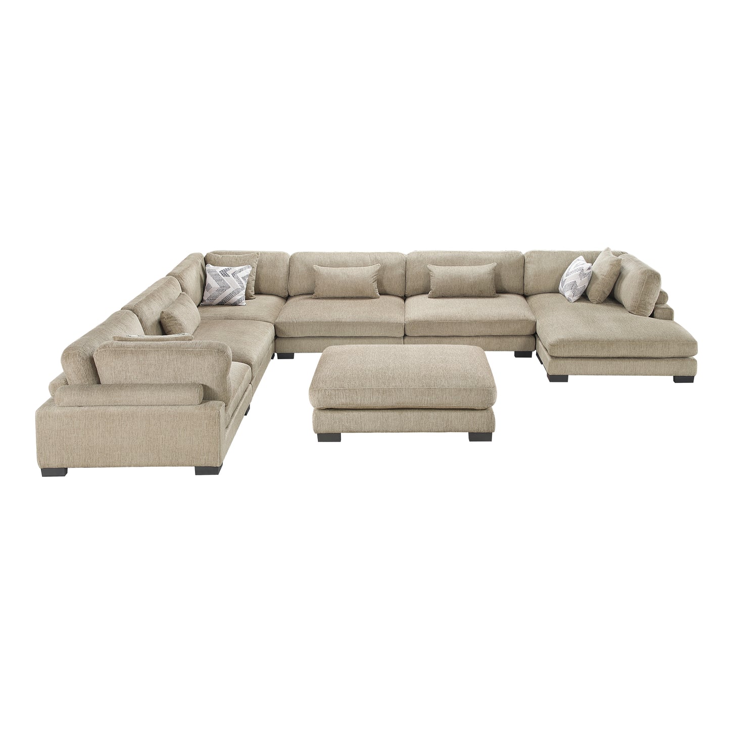 9555BRW*72CR3ACVCOT - (7)7-Piece Modular Sectional with Ottoman