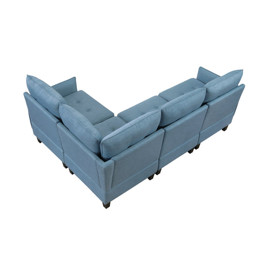 9557BUE*4SC - (4)4-Piece Sectional with Storage
