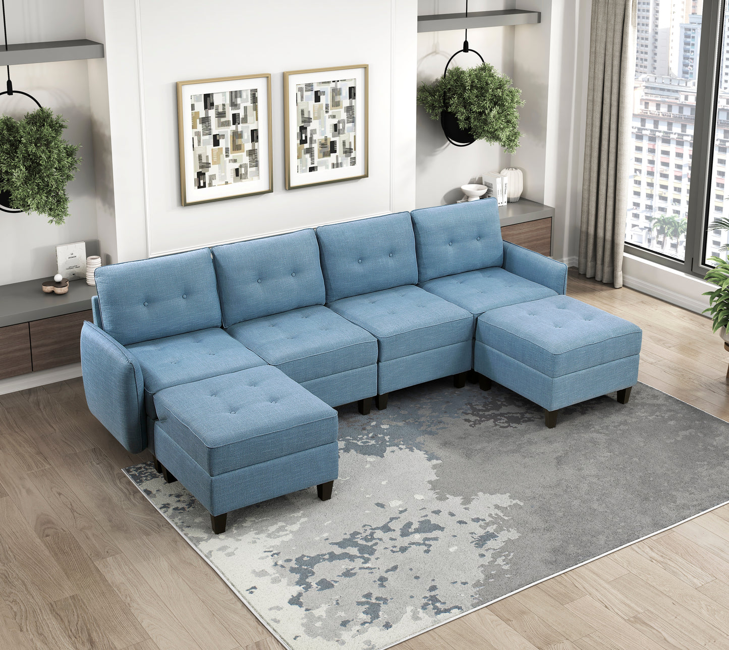 9557BUE-4 - Ottoman with Storage