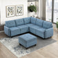 9557BUE*6SCOT - (6)6-Piece Sectional with Storage and Ottoman