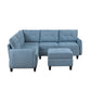 9557BUE*6SCOT - (6)6-Piece Sectional with Storage and Ottoman