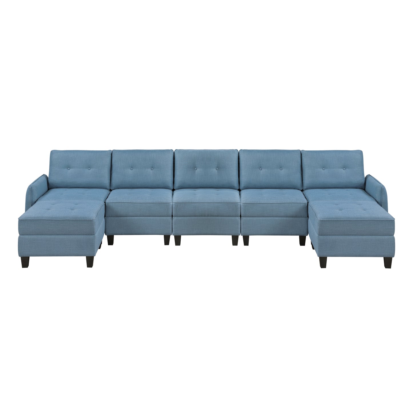 9557BUE*7SC2OT - (7)7-Piece Sectional with Storage and Two Ottomans