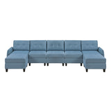 9557BUE*7SC2OT - (7)7-Piece Sectional with Storage and Two Ottomans