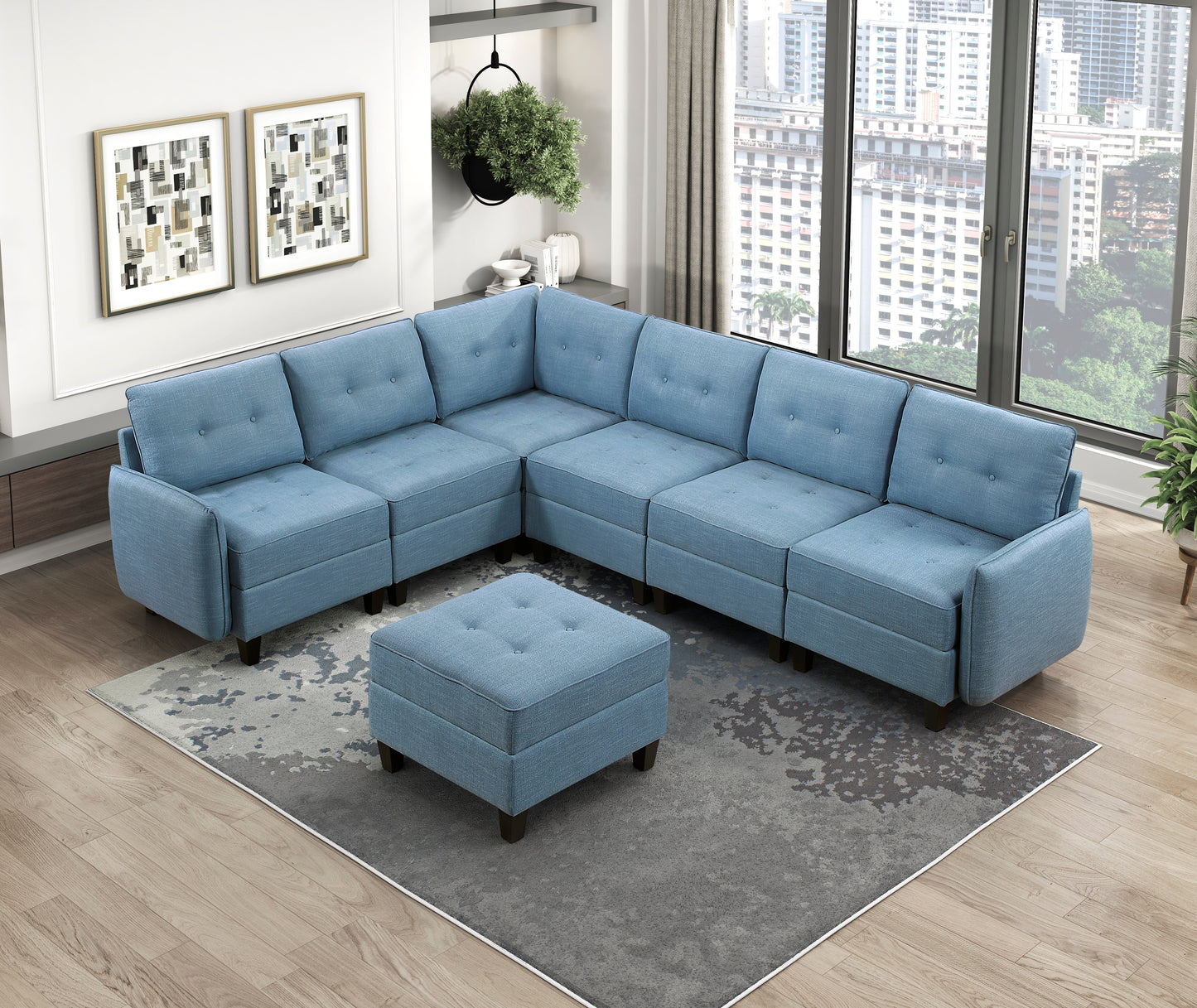 9557BUE-4 - Ottoman with Storage