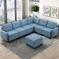 9557BUE*7SCOT - (7)7-Piece Sectional with Storage and Ottoman