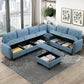 9557BUE*7SCOT - (7)7-Piece Sectional with Storage and Ottoman