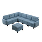 9557BUE*7SCOT - (7)7-Piece Sectional with Storage and Ottoman