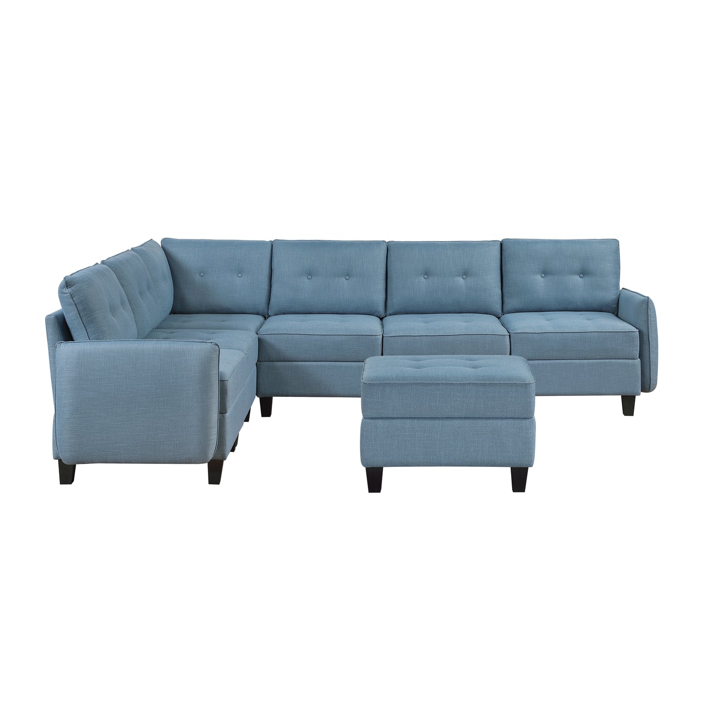9557BUE*7SCOT - (7)7-Piece Sectional with Storage and Ottoman