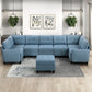9557BUE*8SCOT - (8)8-Piece Sectional with Storage and Ottoman