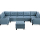9557BUE*8SCOT - (8)8-Piece Sectional with Storage and Ottoman