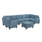 9557BUE*8SCOT - (8)8-Piece Sectional with Storage and Ottoman