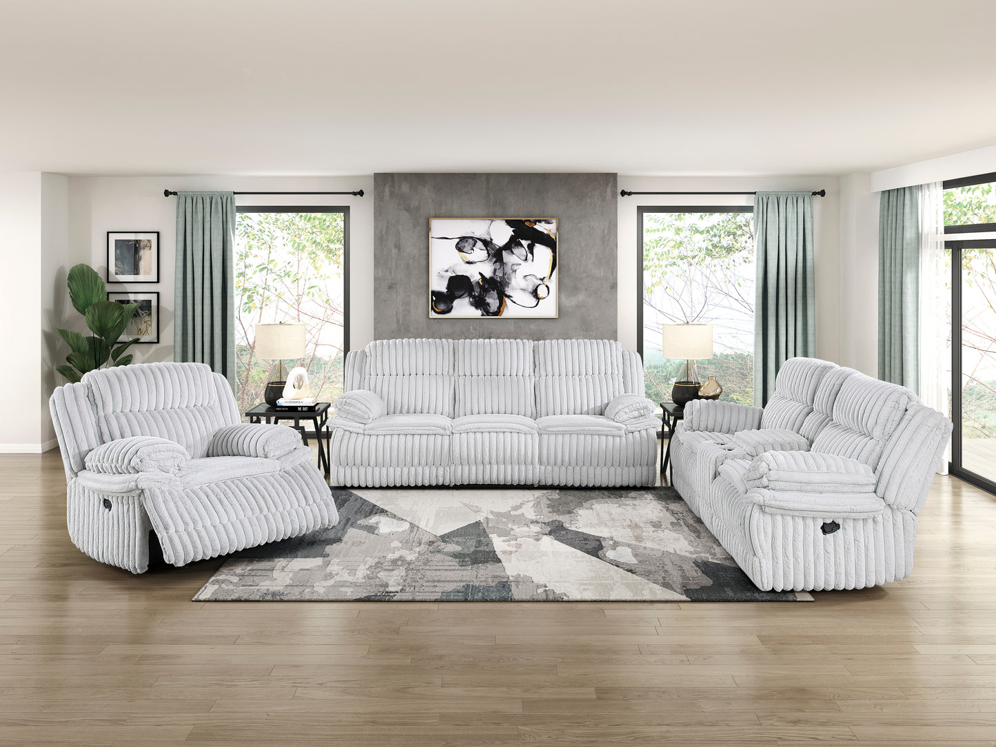 9577GY-2 - Double Reclining Love Seat with Center Console