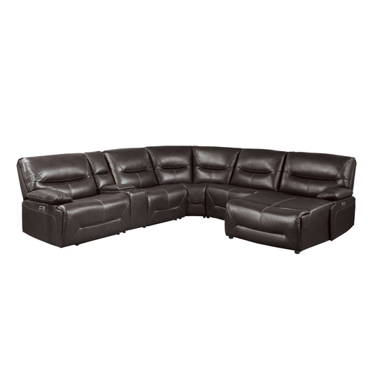 9579BRW*6LRRCPW - (6)6-Piece Power Reclining Sectional with Right Chaise