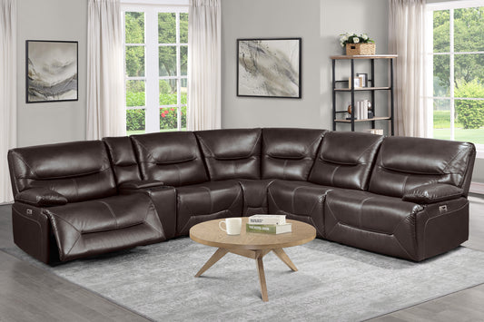 9579BRW*6LRRRPW - (6)6-Piece Power Reclining Sectional