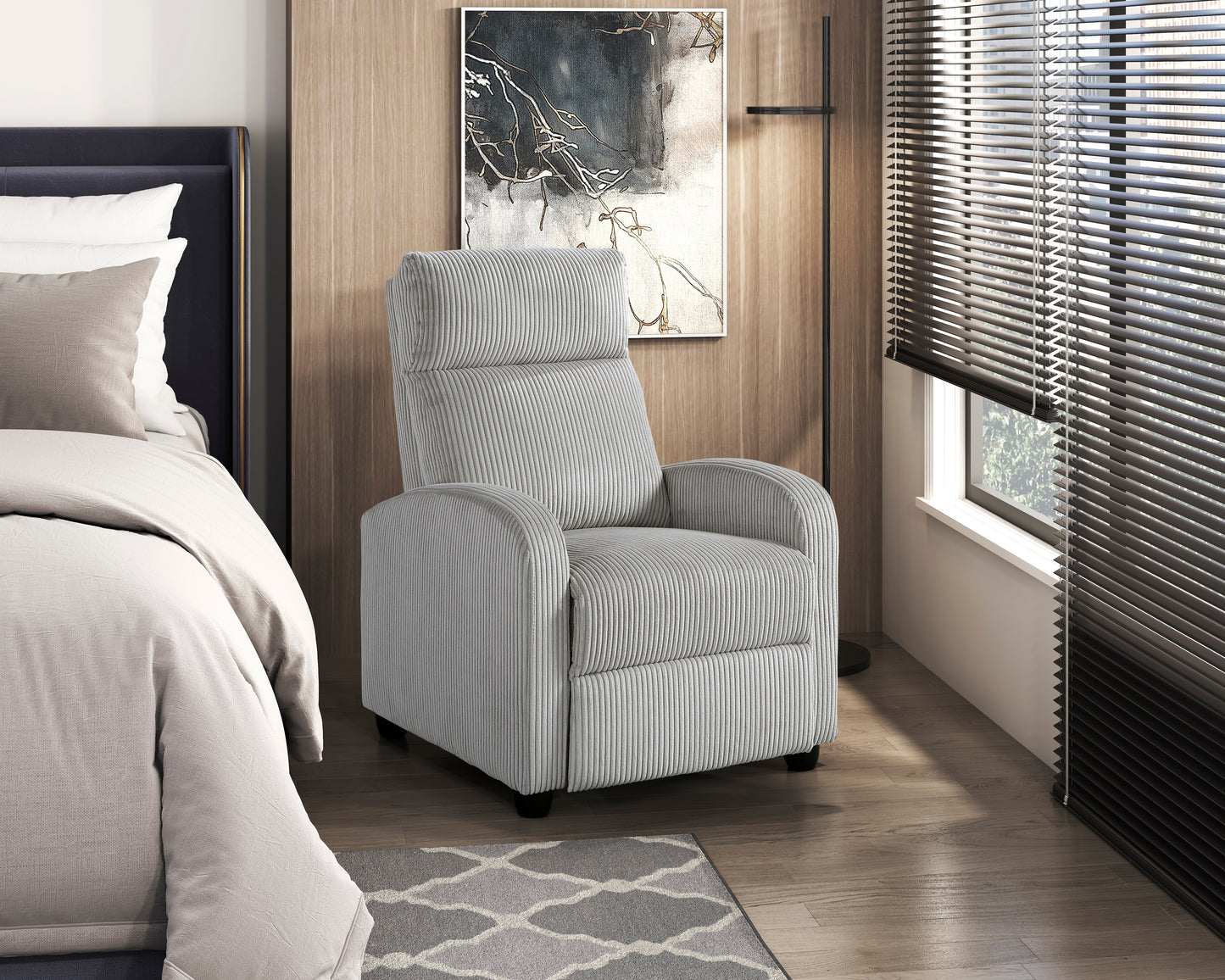 9588GRY-1PB - Push Back Reclining Chair