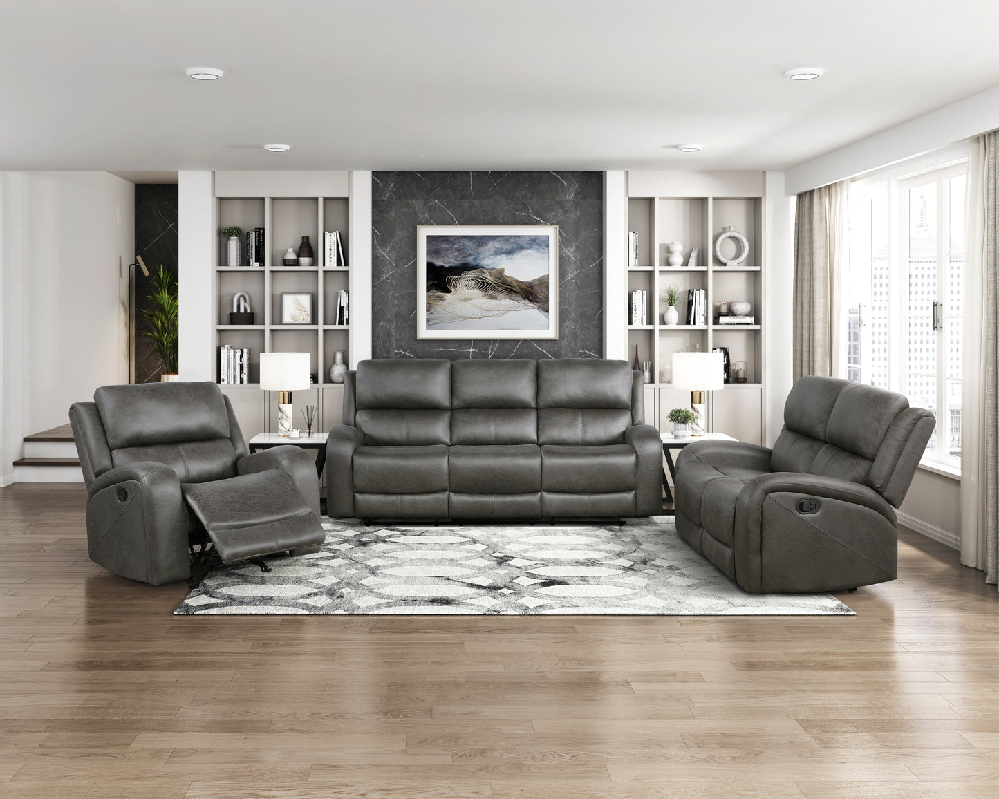 9601GY-3 - Double Reclining Sofa