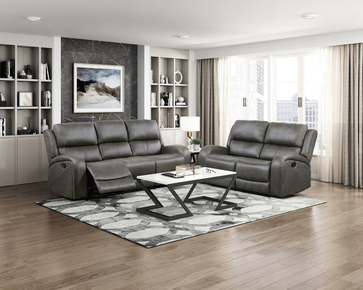 9601GY-3 - Double Reclining Sofa