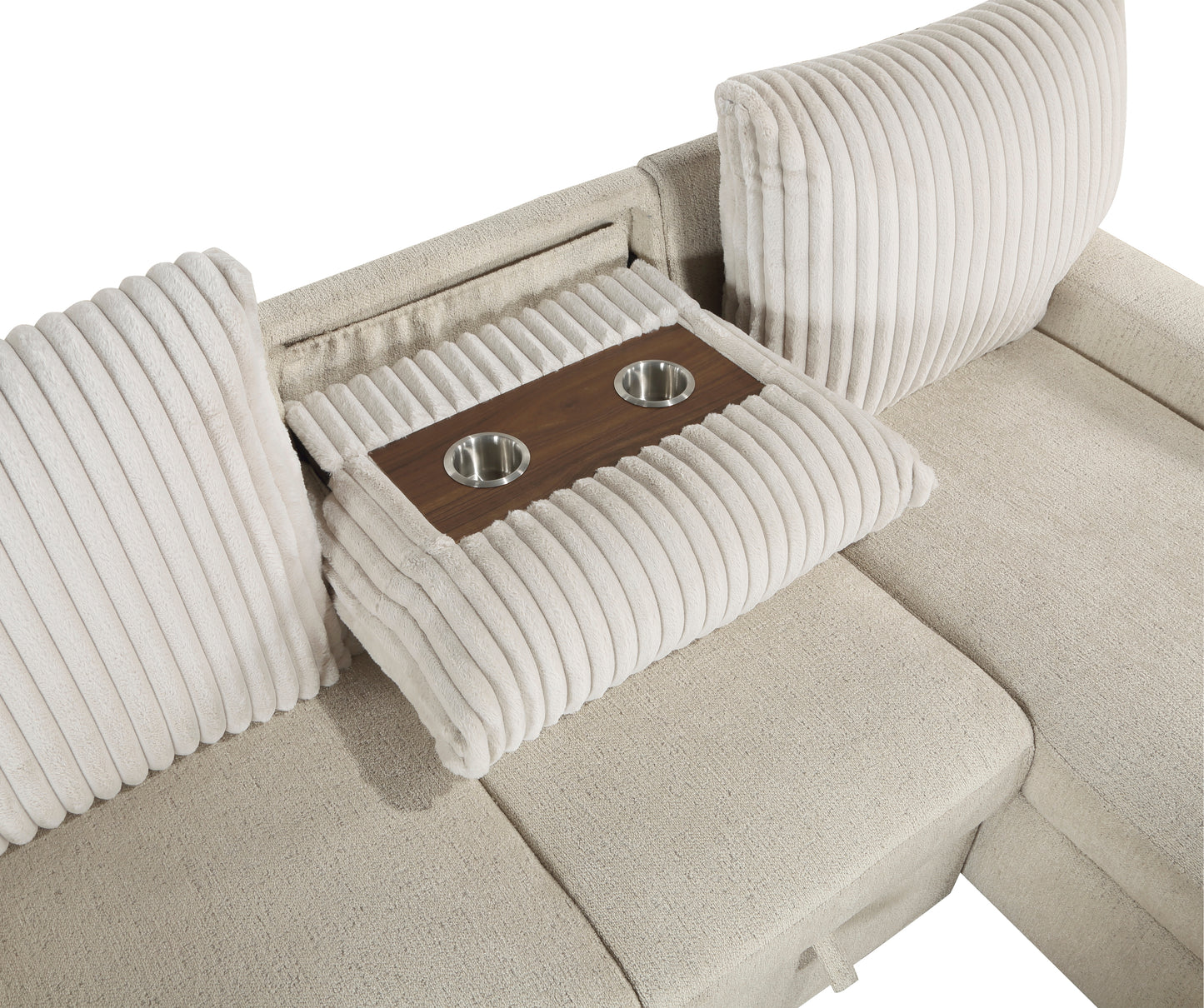 9605BE*2LLRC - (2)2-Piece Sectional with Right Chaise and  Drop-Down Cup holders, Storage Pouch,  Pull-out Bed and Hidden Storage